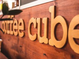 Coffee Cube Prague in trendy wooden booth