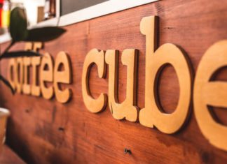 Coffee Cube Prague in trendy wooden booth