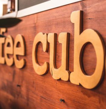 Coffee Cube Prague in trendy wooden booth