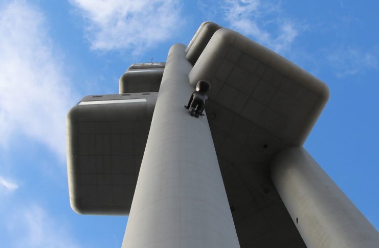 25 years of Zizkov TV Tower with Baby Crawling